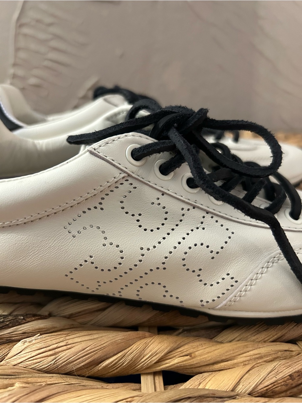 Tory Burch White Leather Sneakers with Black Accents - Picture 5 of 9